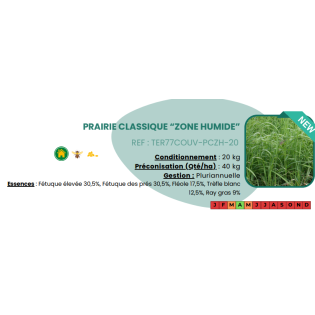 Prairie Classique "Zone Humide" - 20 Kg
