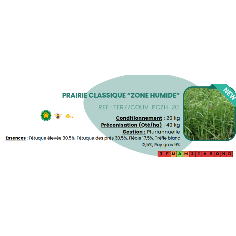 Prairie Classique "Zone Humide" - 20 Kg
